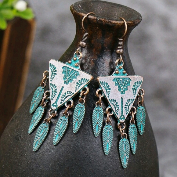 Jewelry - Boho Tribal Feather Earrings
